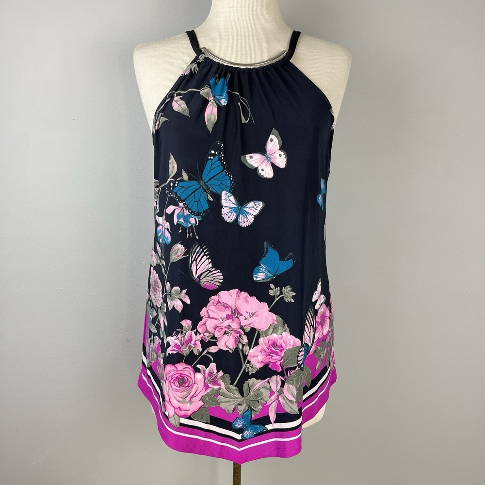 INC International Concepts Sleeveless Top Womens M Butterfly Rose VTG‎ Y2K NWT - Picture 2 of 7